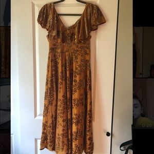 Mustard Yellow Velvet Dress
